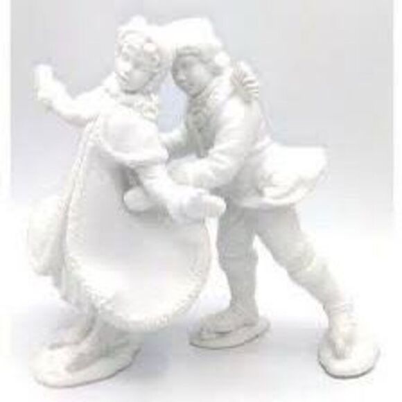 Department 56 Porcelain Winter Waltz Skaters Silhouette Holidays Retired - Picture 1 of 11